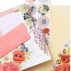 Hallmark Pink Floral Stationery Set And Desk Organizer Box 11 Hallmark Pink Floral Stationery Set And Desk Organizer Box -Lovely Souvenir Store Pink Floral Stationery Set and Note Cards in Box 5STZ1186 04