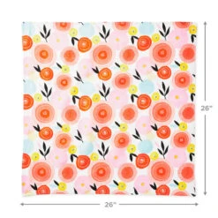 Hallmark 26" Modern Floral Fabric Gift Wrap With Elastic Band -Lovely Souvenir Store PinkandOrange Floral Square Flat Wrapping Cloth 1299EJR6378 04