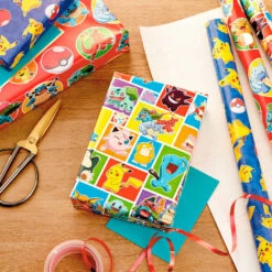 Hallmark Assorted Pokémon Wrapping Paper 3-Pack, 60 Sq. Ft. -Lovely Souvenir Store Pokmon Wrapping Paper for Kids Birthdays 5EWR2645 03