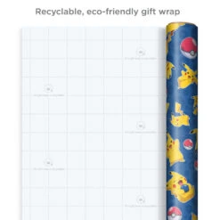 Hallmark Assorted Pokémon Wrapping Paper 3-Pack, 60 Sq. Ft. -Lovely Souvenir Store Pokmon Wrapping Paper for Kids Birthdays 5EWR2645 08