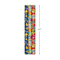 Hallmark Assorted Pokémon Wrapping Paper 3-Pack, 60 Sq. Ft. -Lovely Souvenir Store Pokmon Wrapping Paper for Kids Birthdays 5EWR2645 09