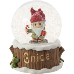 Precious Moments Gnaughty Or Gnice Gnomes Musical Snow Globe, 5.5"