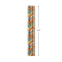 Hallmark Primary Birthday 3-Pack Kraft Wrapping Paper, 105 Sq. Ft. Total -Lovely Souvenir Store Primary Birthday 3Pack Kraft Wrapping Paper 5EWR6409 03