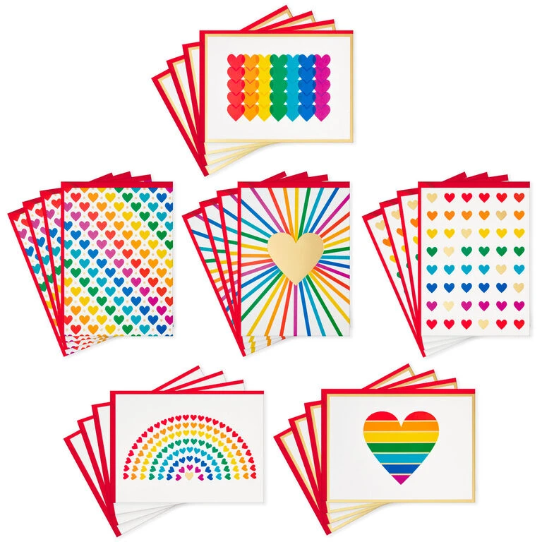 Hallmark Rainbow Hearts Boxed Blank Notes Assortment, Pack Of 24 3 Hallmark Rainbow Hearts Boxed Blank Notes Assortment, Pack Of 24