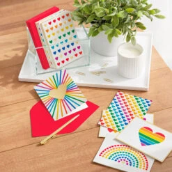 Hallmark Rainbow Hearts Boxed Blank Notes Assortment, Pack Of 24 11 Hallmark Rainbow Hearts Boxed Blank Notes Assortment, Pack Of 24 -Lovely Souvenir Store Rainbow Hearts Assorted Boxed Blank Note Cards 5STZ1178 05