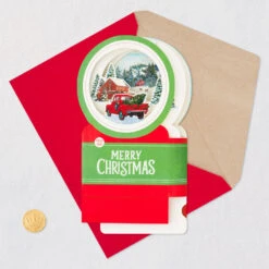 Hallmark Red Truck Snow Globe Musical 3D Pop-Up Christmas Card With Motion -Lovely Souvenir Store Red Truck Snowglobe 3D PopUp Music Motion Christmas Card 1299XOD9992 06