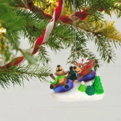 Hallmark Reindeer Antics Ornament -Lovely Souvenir Store Reindeer on Snow Tubes Keepsake Ornament 2499QGO2747 02