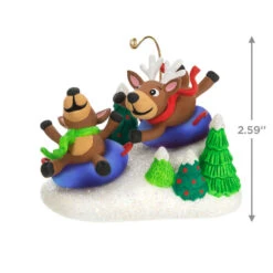 Hallmark Reindeer Antics Ornament -Lovely Souvenir Store Reindeer on Snow Tubes Keepsake Ornament 2499QGO2747 03