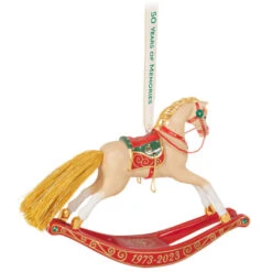 Hallmark 50 Years Of Memories Rocking Horse Special Edition Porcelain Ornament -Lovely Souvenir Store Rocking Horse 50 Years Keepsake Ornament 2599QGO2507 06