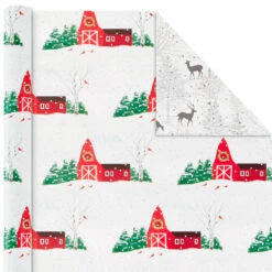 Hallmark Rustic Winter 3-Pack Reversible Metallic Christmas Wrapping Paper, 120 Sq. Ft. -Lovely Souvenir Store Rustic Winter Reversible Christmas Wrapping Paper 5JXW1034 06