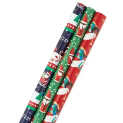 Hallmark Santa Fun 3-Pack Christmas Wrapping Paper Assortment, 120 Sq. Ft.