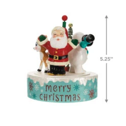 Hallmark Nostalgic Noel Ornament With Sound And Motion -Lovely Souvenir Store Santa Snowman Reindeer Spinning Keepsake Ornament 4499QGO2769 03