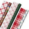 Hallmark Christmas Classics 3-Pack Reversible Wrapping Paper Assortment, 120 Sq. Ft. -Lovely Souvenir Store Santa and Plaids Assorted Reversible Gift Wrap 5JXW1070 01
