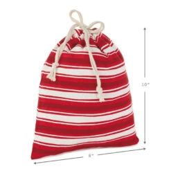 Hallmark 10" And 20" Santa And Stripes 2-Pack Fabric Christmas Gift Bags -Lovely Souvenir Store Santa and Stripes Medium and XL Fabric Gift Bags XGB4902 04