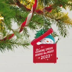 Hallmark Smiles Across The Miles 2023 Recordable Sound Ornament 9 Hallmark Smiles Across The Miles 2023 Recordable Sound Ornament -Lovely Souvenir Store Snowman in Red Present Keepsake Ornament 2499QGO2619 02
