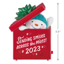 Hallmark Smiles Across The Miles 2023 Recordable Sound Ornament 10 Hallmark Smiles Across The Miles 2023 Recordable Sound Ornament -Lovely Souvenir Store Snowman in Red Present Keepsake Ornament 2499QGO2619 03