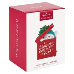 Hallmark Smiles Across The Miles 2023 Recordable Sound Ornament 11 Hallmark Smiles Across The Miles 2023 Recordable Sound Ornament -Lovely Souvenir Store Snowman in Red Present Keepsake Ornament 2499QGO2619 04
