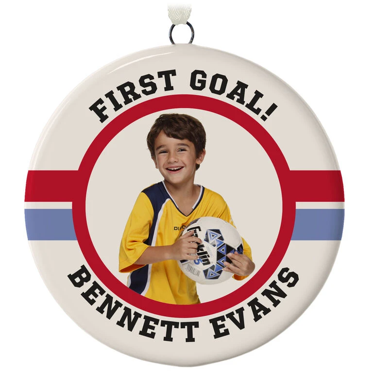 Soccer Ceramic Circle Personalized Photo Ornament 3 Soccer Ceramic Circle Personalized Photo Ornament