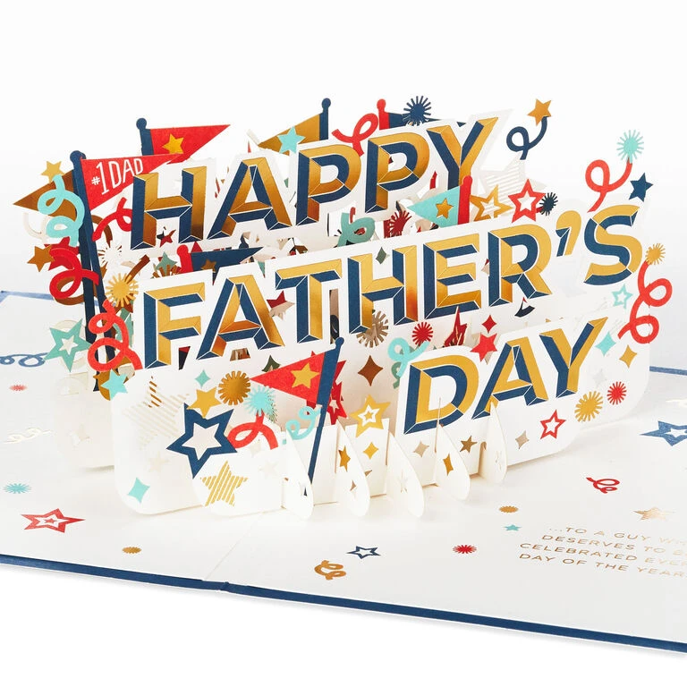 Hallmark Celebrate Stars And Pennants 3D Pop-Up Father's Day Card 3 Hallmark Celebrate Stars And Pennants 3D Pop-Up Father's Day Card