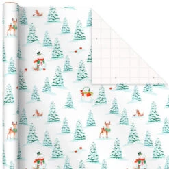Hallmark Pastel Christmas Prints 3-Pack Wrapping Paper, 120 Sq. Ft. -Lovely Souvenir Store Storybook Scenes 3Pack Christmas Wrapping Paper 5JXW1081 05