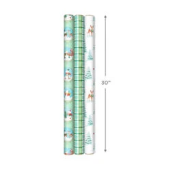 Hallmark Pastel Christmas Prints 3-Pack Wrapping Paper, 120 Sq. Ft. -Lovely Souvenir Store Storybook Scenes 3Pack Christmas Wrapping Paper 5JXW1081 07