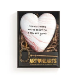 Demdaco Strong Beautiful You Art Heart With Key Stand -Lovely Souvenir Store Strong Beautiful You Heart Sculpture With Key 1003480430 04