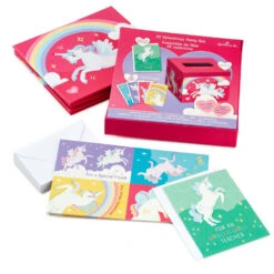 Hallmark Colorful Unicorn Classroom Valentines Set With Light-Up, Musical Mailbox -Lovely Souvenir Store Unicorn Kids Classroom Exchange Valentines and Box 5VBX2959 05