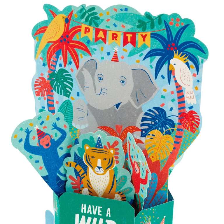 Hallmark Wild Animal Party Boxed Pop-Up Birthday Cards, Pack Of 8 6 Hallmark Wild Animal Party Boxed Pop-Up Birthday Cards, Pack Of 8 - Image 4