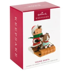 Hallmark Young Santa Ornament -Lovely Souvenir Store Young Santa With Dog Keepsake Ornament 2199QXR8117 04